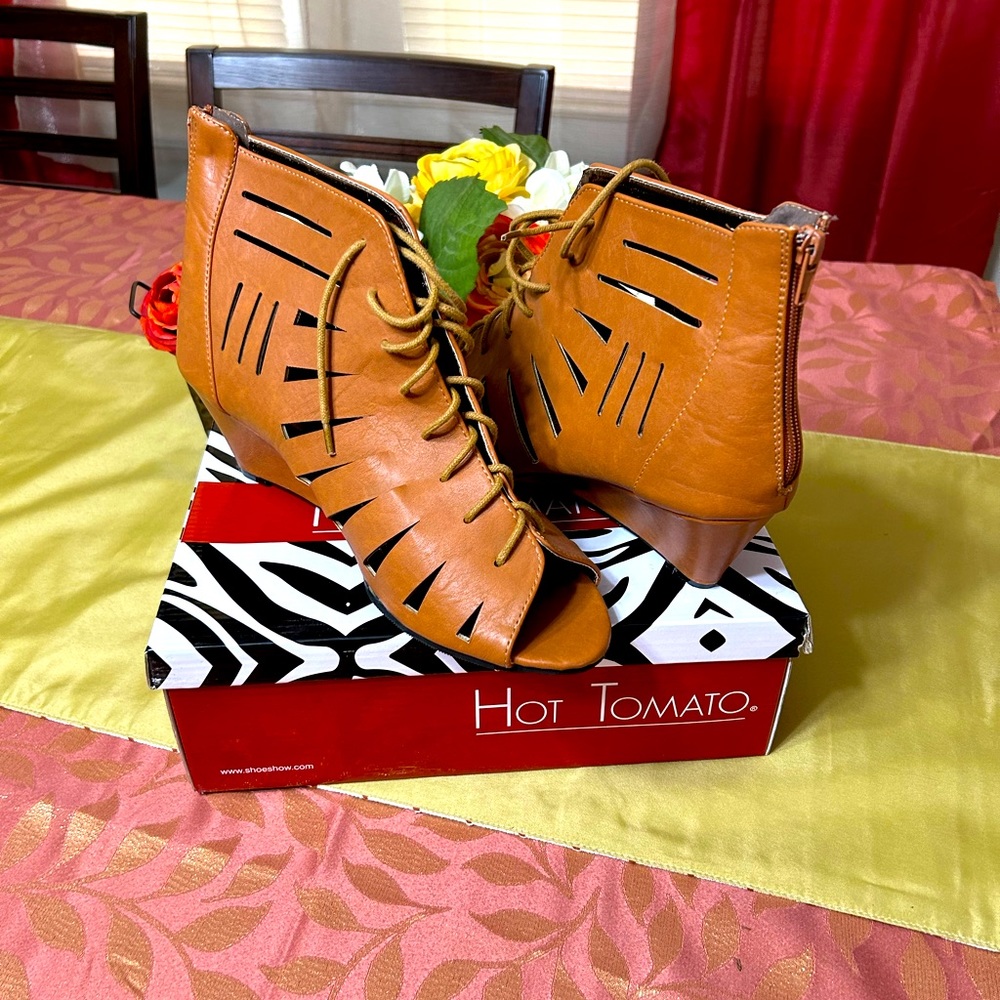 Wedge Bootie w/ Cut Outs
